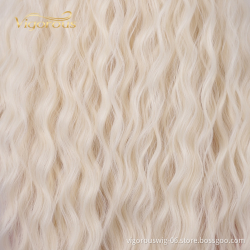 Hot Selling High Quality Platinum Natural Hairline Lace Cosplay Daily Party Machine Made Long Afro Kinky Curly Wig